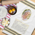 Personalized Photo Mermorial Recipe Keepsake Kitchen Towel<br><div class="desc">This kitchen towel has an elegant oval space to add a photograph and a recipe image with stripes on each end. Perfect way to memorialize a cherished recipe and honour a loved one.</div>