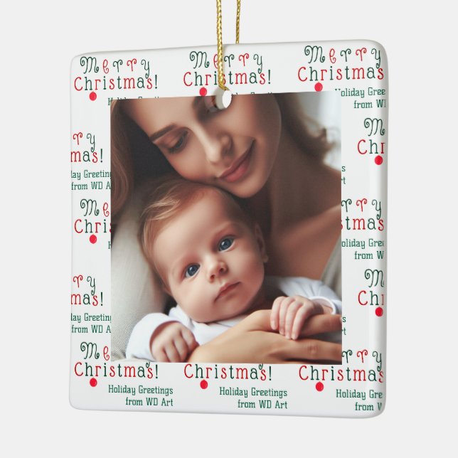 Personalized Photo Merry Christmas Fun, Colourful Ceramic Ornament (Left)