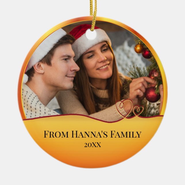 Personalized Photo "Merry Christmas" Nativity Ceramic Ornament (Front)