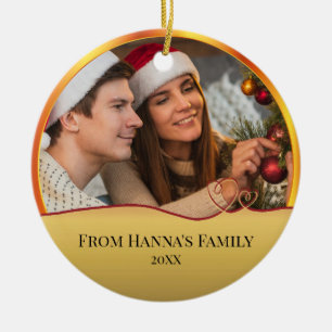 Personalized Photo "Merry Christmas" Nativity Ceramic Ornament