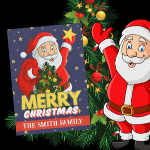 Personalized Photo Merry Christmas Santa Claus Holiday Card