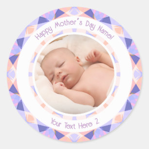 Personalized Photo Message Purple Mother’s Day Classic Round Sticker