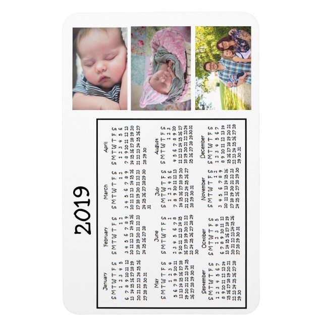 Personalized Photo Mini Magnet Calendar 2018 (Vertical)