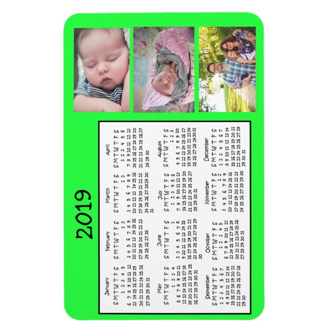 Personalized Photo Mini Magnet Calendar 2018 (Vertical)