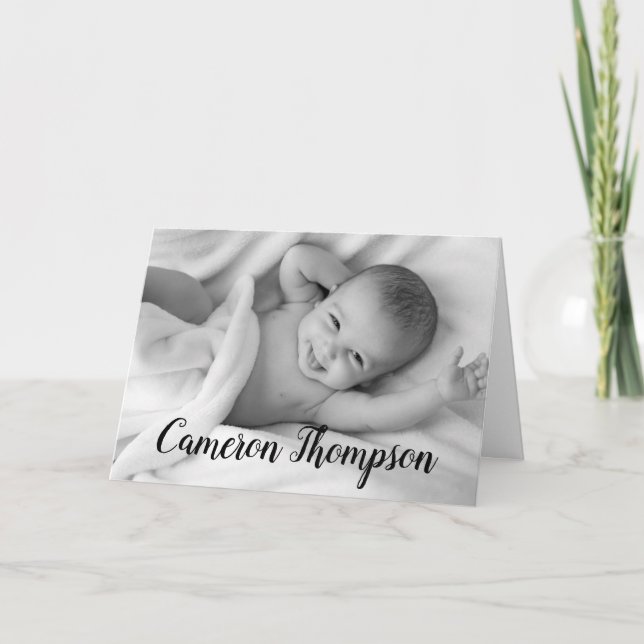 Personalized Photo Modern Baby Birth Announcement (Front)