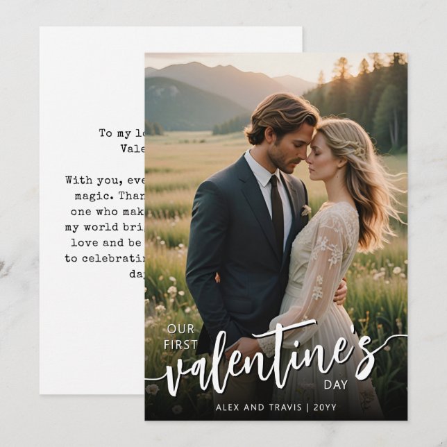 Personalized Photo Modern First Valentine's day Card (Front/Back)