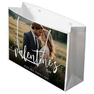Personalized Photo Modern First Valentine's day Large Gift Bag