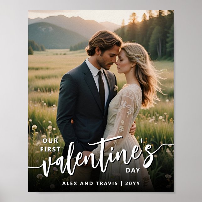 Personalized Photo Modern First Valentine's day Poster (Front)