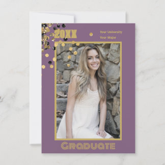 Personalized Photo Modern Mauve Gold Sparkles Invitation