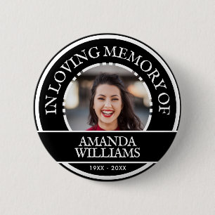 Personalized Photo Modern Memorial Black 2 Inch Round Button