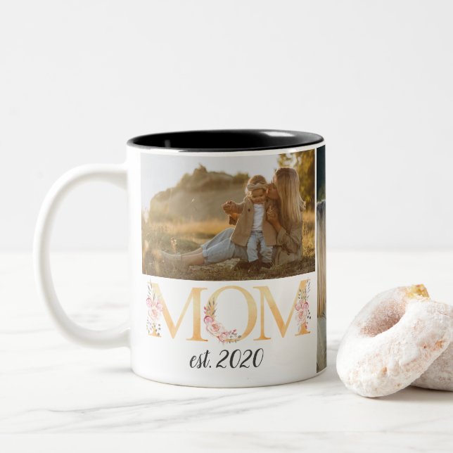 Personalized Photo Mom Floral Mug (With Donut)