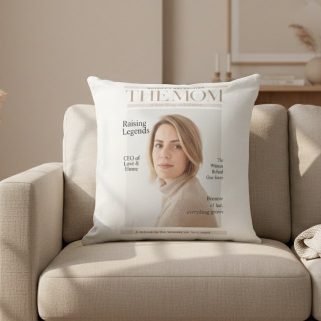 Personalized Photo Mom – Magazine Style Throw Pillow (Creator Uploaded)