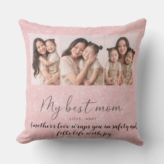 Personalized Photo Mom Throw Pillow (Front)