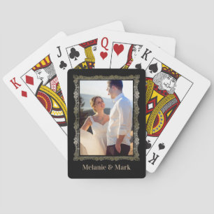 Personalized Photo Monogram Elegant Wedding Playing Cards