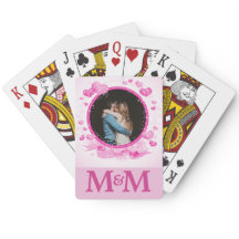 Personalized Photo Monogram Hearts Pink Wedding