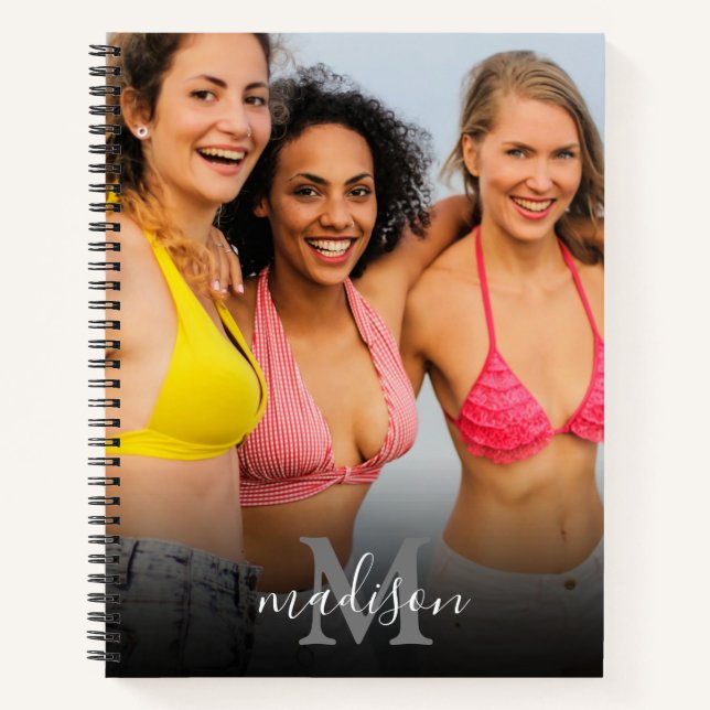Personalized Photo Monogram Name Notebook (Front)