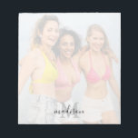 Personalized Photo Monogram Name Notepad<br><div class="desc">Modern chic notepad featuring a full printed photo for you to change to your own,  a white overlay,  your initial and name.</div>