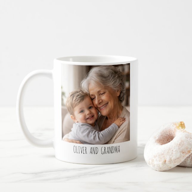 Personalized Photo Mug  – “Best Grandma Ever” (Avec donut)