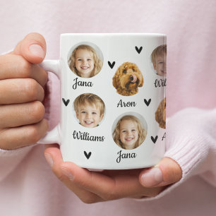 Personalized Photo Mug with Three Faces and Names 