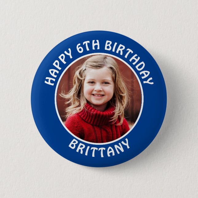 Personalized Photo, Name and Age Birthday 2 Inch Round Button (Front)