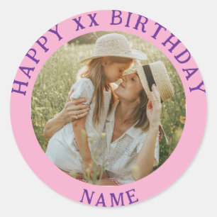 Personalized Photo, Name And Age Birthday Classic Round Sticker