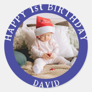 Personalized Photo, Name And Age Birthday Classic Round Sticker