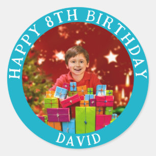 Personalized Photo, Name And Age Birthday Classic Round Sticker