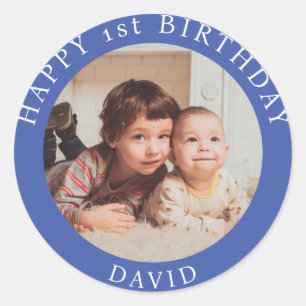 Personalized Photo, Name And Age Birthday Classic Round Sticker