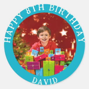 Personalized Photo, Name And Age Birthday Classic Round Sticker
