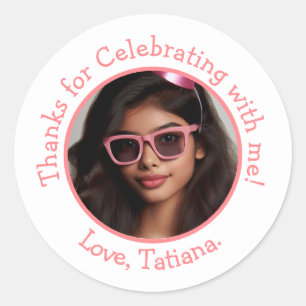 Personalized Photo Name Birthday Thank You Favours Classic Round Sticker