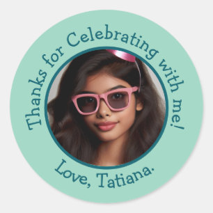 Personalized Photo Name Birthday Thank You Favours Classic Round Sticker