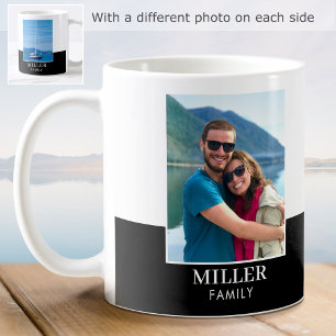 Personalized Photo Name Black Modern Coffee Mug