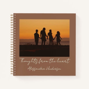 Personalized Photo Name Boho Terracotta Thoughts Notebook