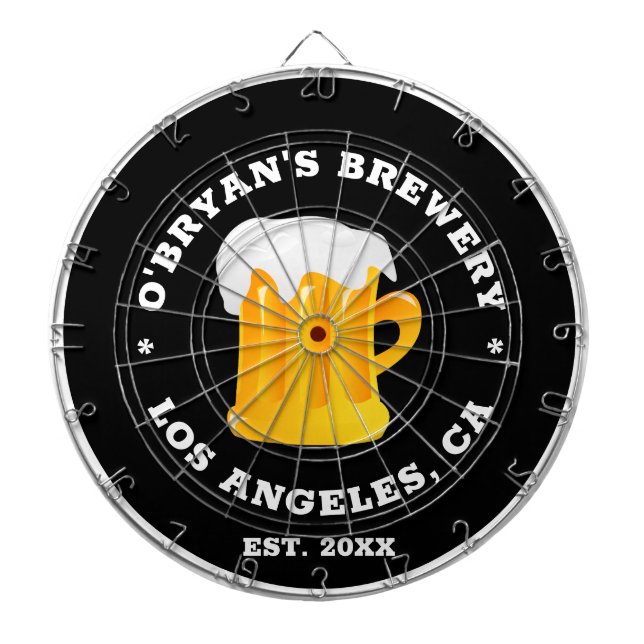 Personalized photo name brewery bar black dartboard (Front)