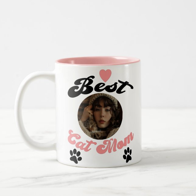 Personalized Photo & Name Coffee Mug For Cat Mom  (Left)
