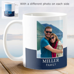 Personalized Photo Name Dark Blue Modern Coffee Mug