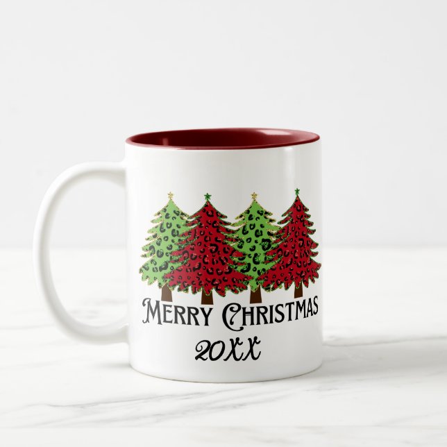 Personalized Photo & Name Merry Christmas   Two-Tone Coffee Mug (Left)