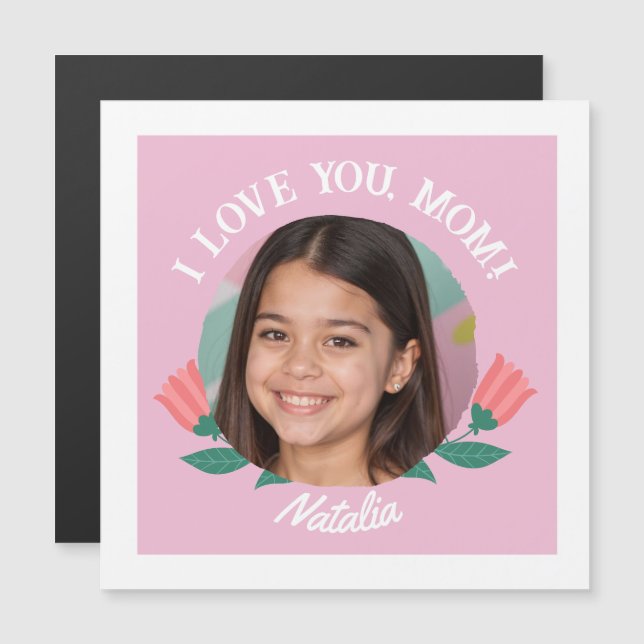 Personalized Photo Name Mother's Day I Love You  Magnetic Invitation (Front/Back)