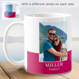 Personalized Photo Name Pink Modern Coffee Mug
