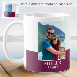 Personalized Photo Name Plum Modern Coffee Mug
