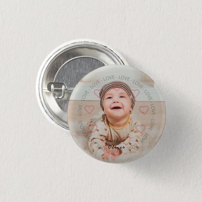 Personalized Photo Name Round Button (Front & Back)