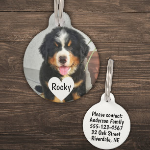 Personalized Photo, Name & Text (black) Pet Tag