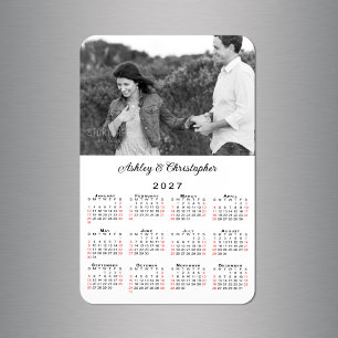 Personalized Photo Names 2027 Calendar Magnet