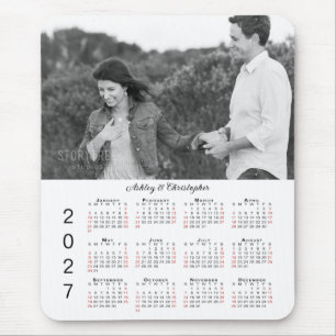 Personalized Photo Names 2027 Calendar Mouse Pad