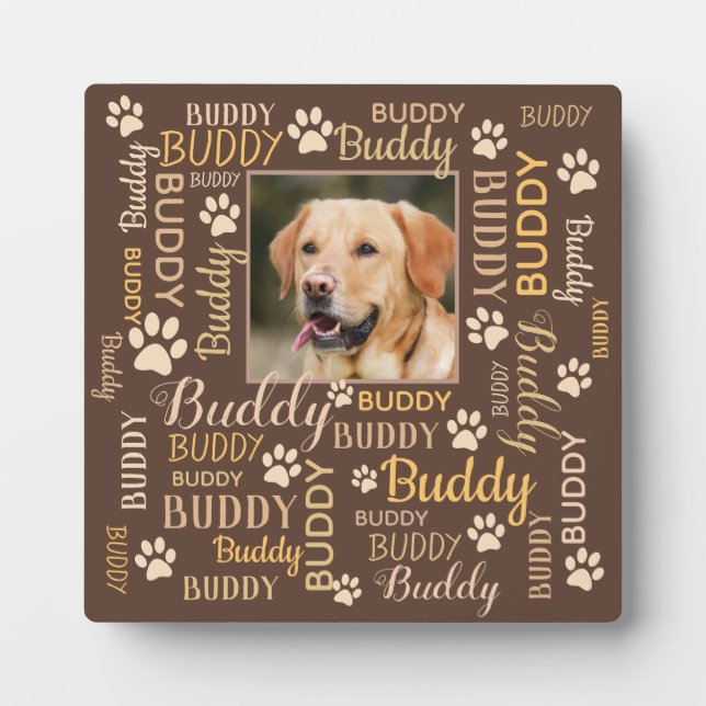 Personalized Photo Names | Brown Dog Plaque (Front)