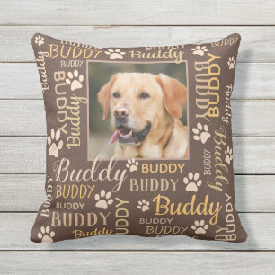 Personalized Photo Names   Brown Dog Throw Pillow