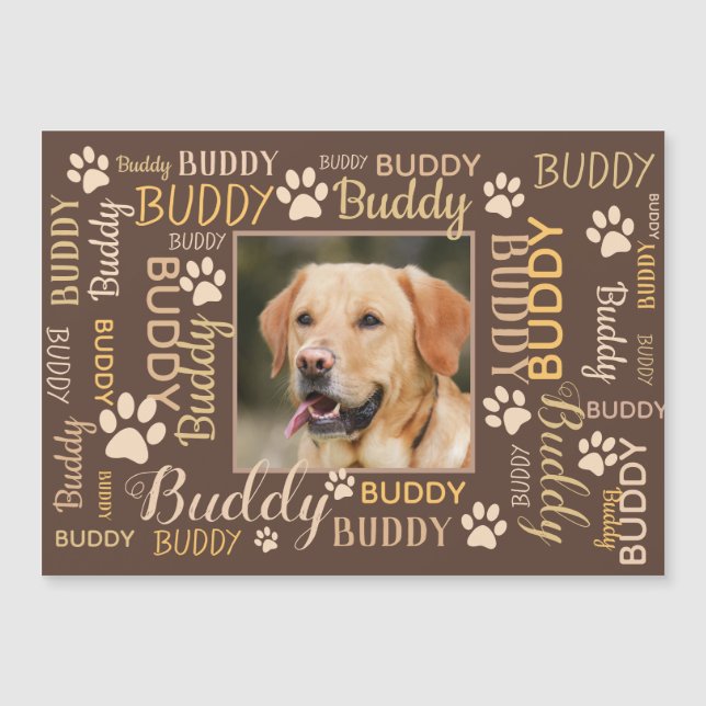Personalized Photo Names | Dog Card Magnet (Front)