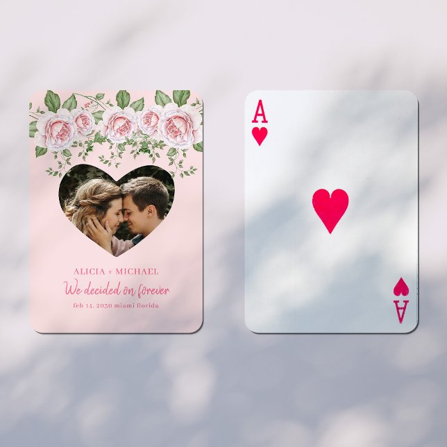 Personalized photo names newlyweds love heart playing cards (Creator Uploaded)