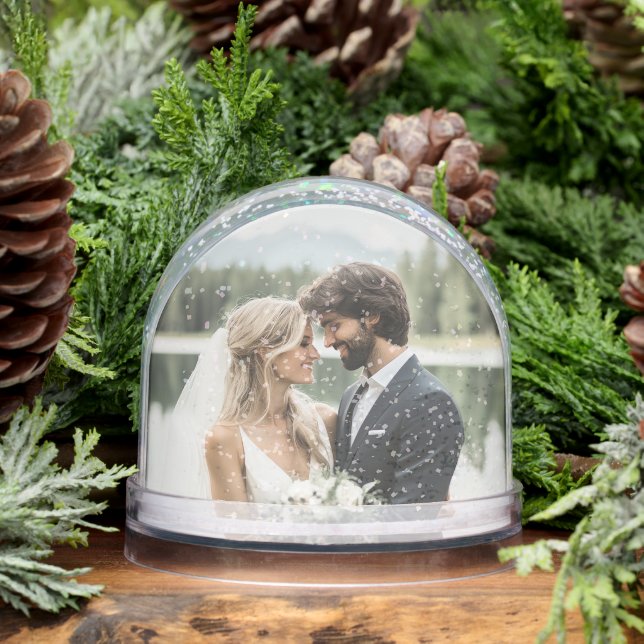 Personalized Photo Names Wedding Date Keepsake Snowglobe (Winter)