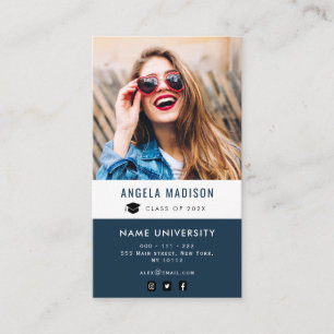 personalized photo navy blue graduation insert